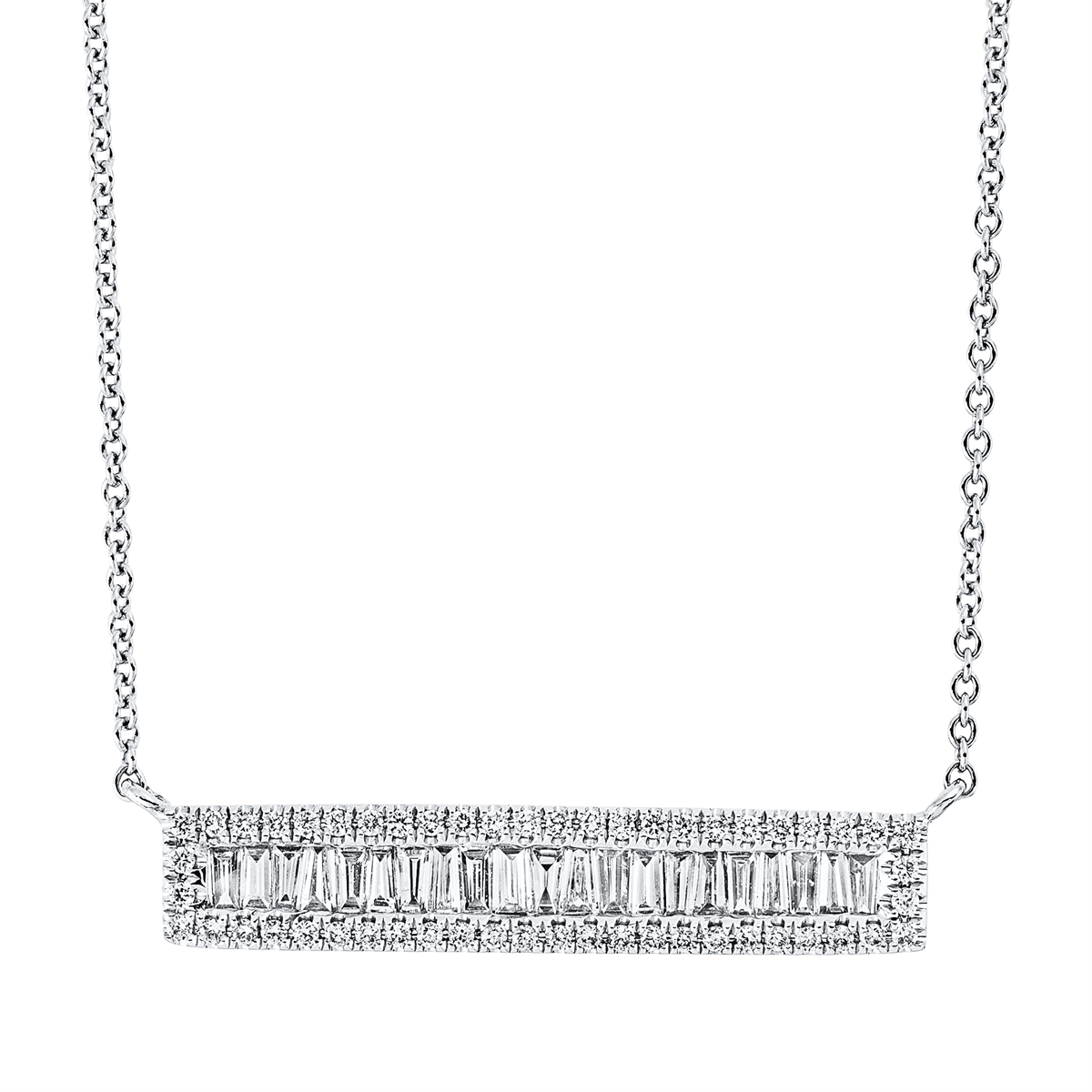 Collier 18 kt WG, mit ZÖ 40 cm + 43 cm