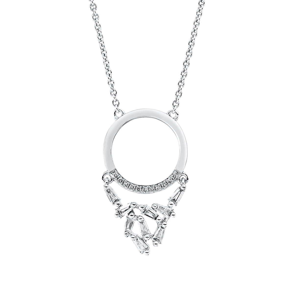 Collier 18 kt WG Kreis, mit ZÖ 40 cm + 43 cm