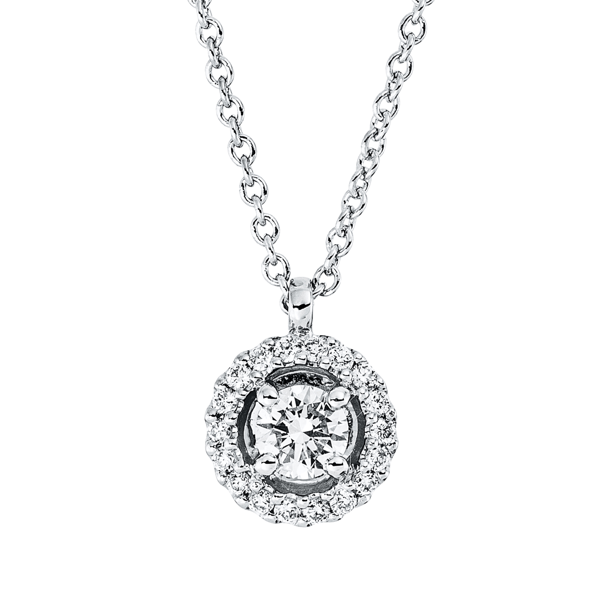 Collier 18 kt WG, mit ZÖ 41 cm + 39,5 cm