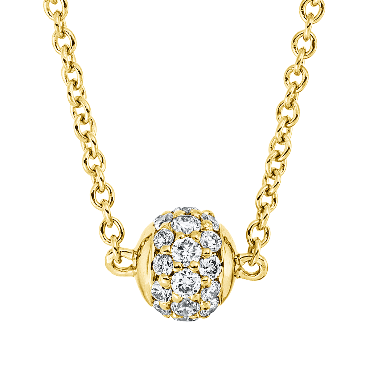 Pavé Collier  18kt Gelbgold mit ZÖ 41 cm + 39,5 cm mit 0,13ct Diamanten