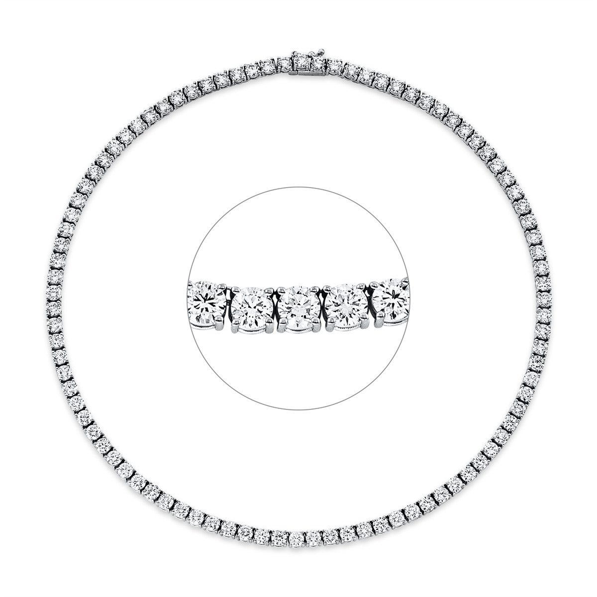 Tenniscollier 4er-Krappe 18kt Weißgold mit 23,15ct Diamanten