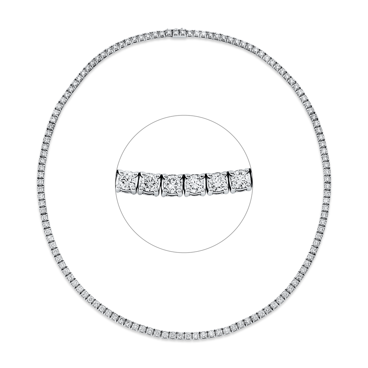 Tenniscollier  18kt Weißgold mit 12,80ct Diamanten