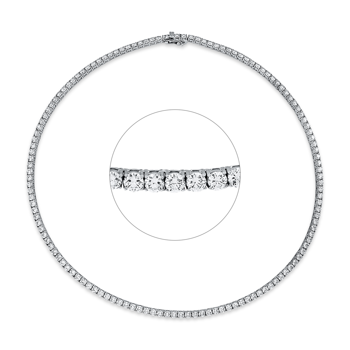 Tenniscollier 4er-Krappe 18kt Weißgold mit 14,00ct Diamanten