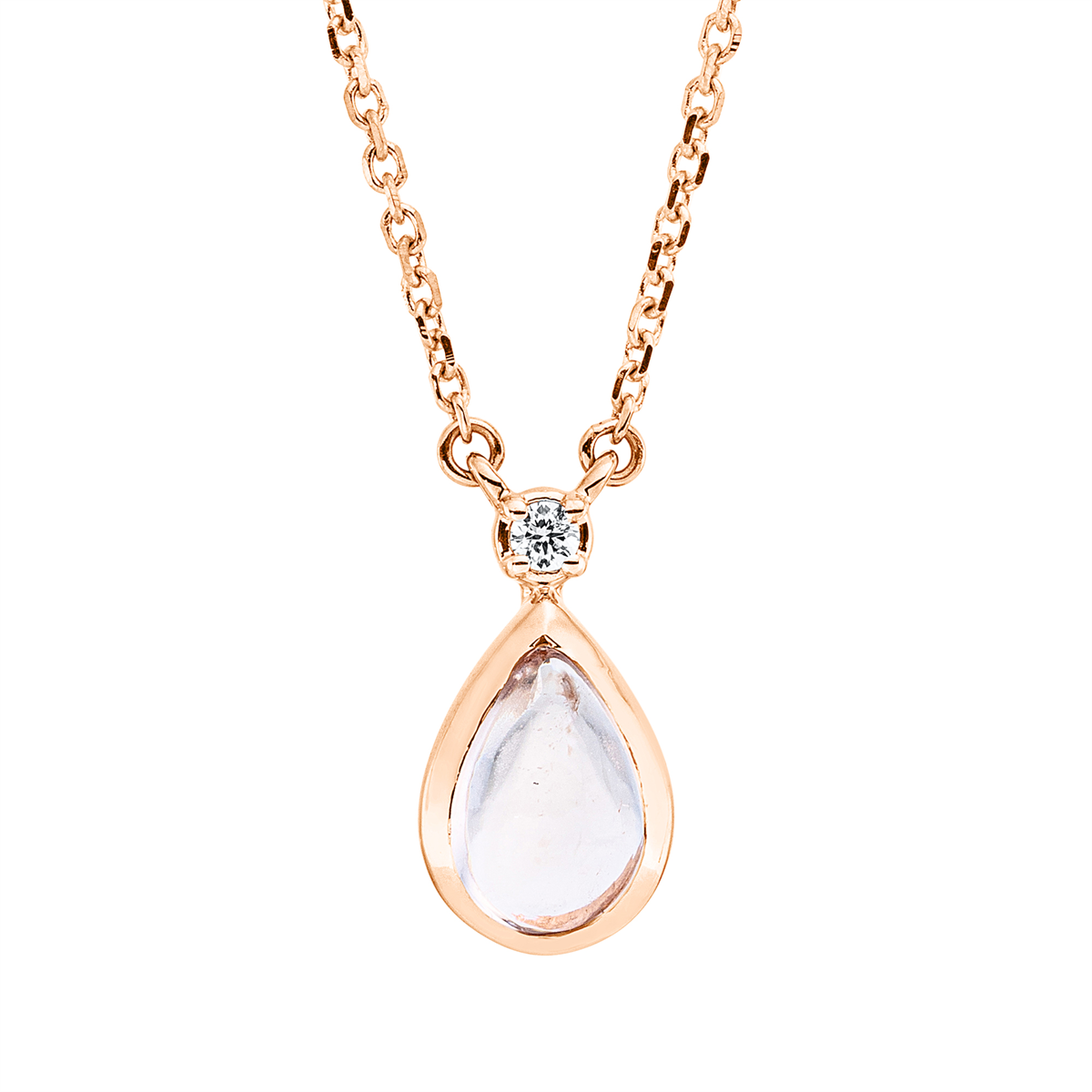 Collier Zarge 18 kt RG Tropfen, Fassung rhodiniert, ZÖ 42