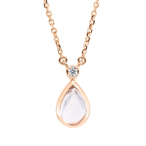 Collier Zarge 18 kt RG Tropfen, Fassung rhodiniert, ZÖ 42