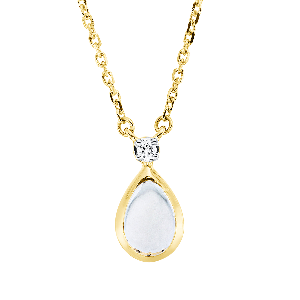 Collier Zarge 18 kt GG Tropfen, Fassung rhodiniert, ZÖ 42