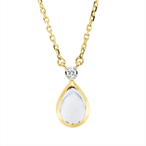 Collier Zarge 18 kt GG Tropfen, Fassung rhodiniert, ZÖ 42
