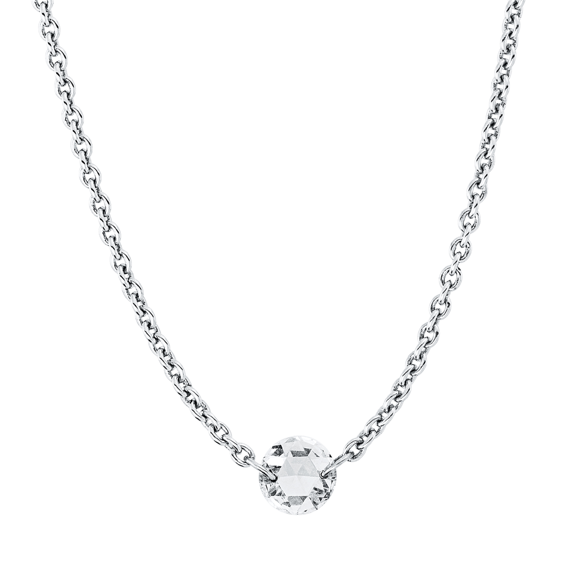 Collier 18 kt WG, mit ZÖ 43 cm