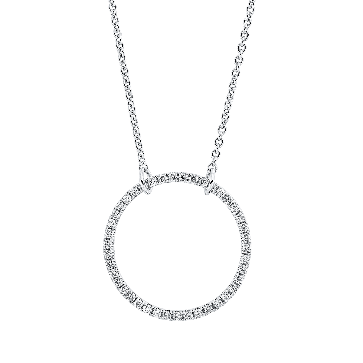 Collier 18 kt WG Kreis, mit ZÖ 40 cm + 43 cm