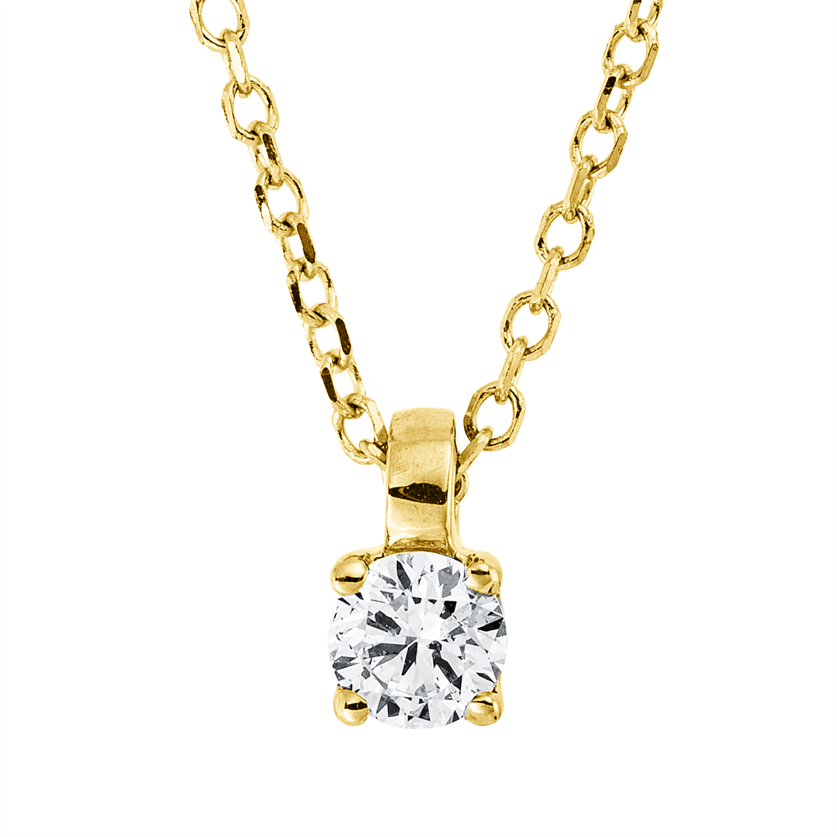 Solitaire Collier 4er-Krappe 18kt Gelbgold mit ZÖ 42 cm mit 0,13ct Diamanten