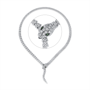 Collier 18 kt WG Schlange, Fassung schwarz rhodiniert