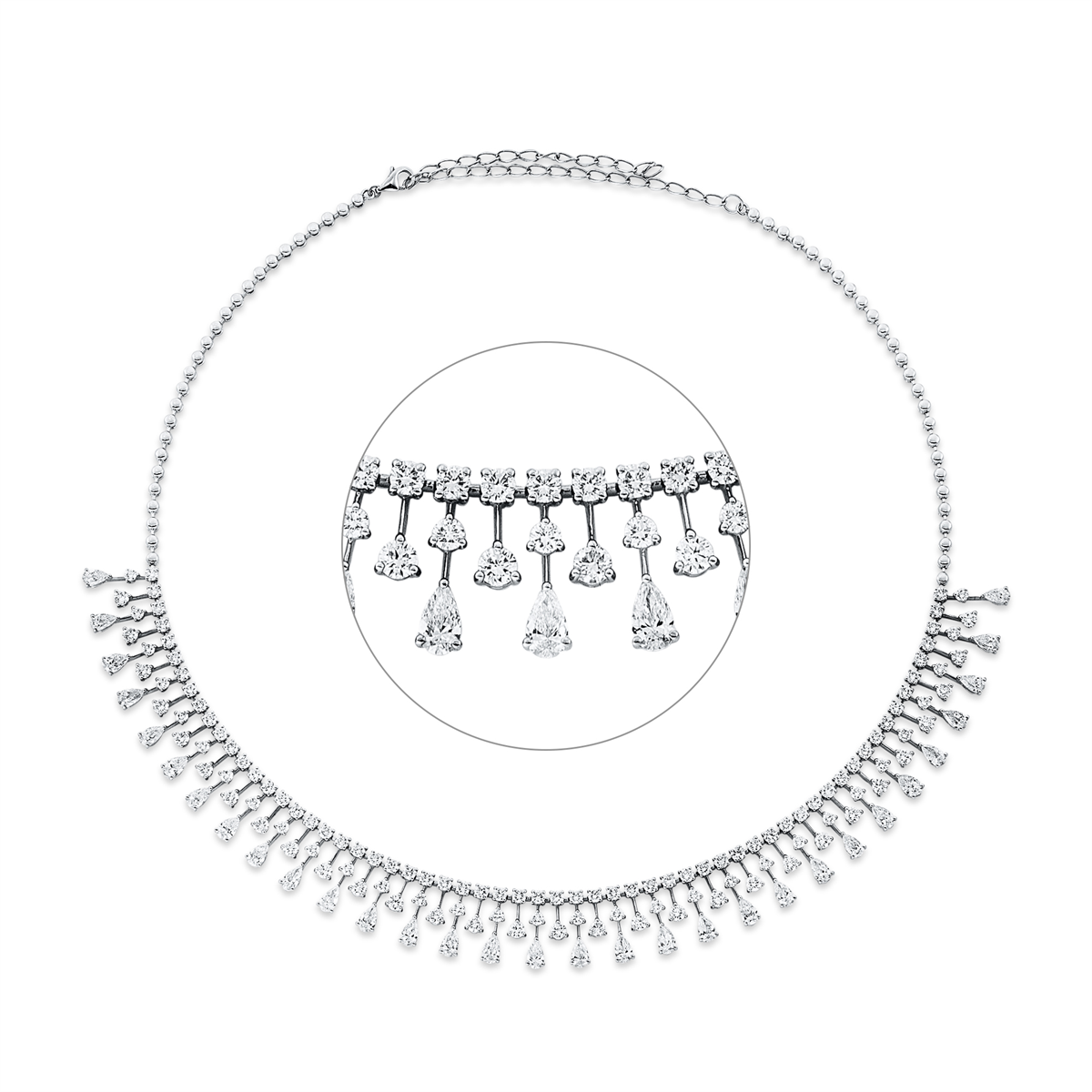 Collier 18 kt WG, mit ZÖ 39,4 cm