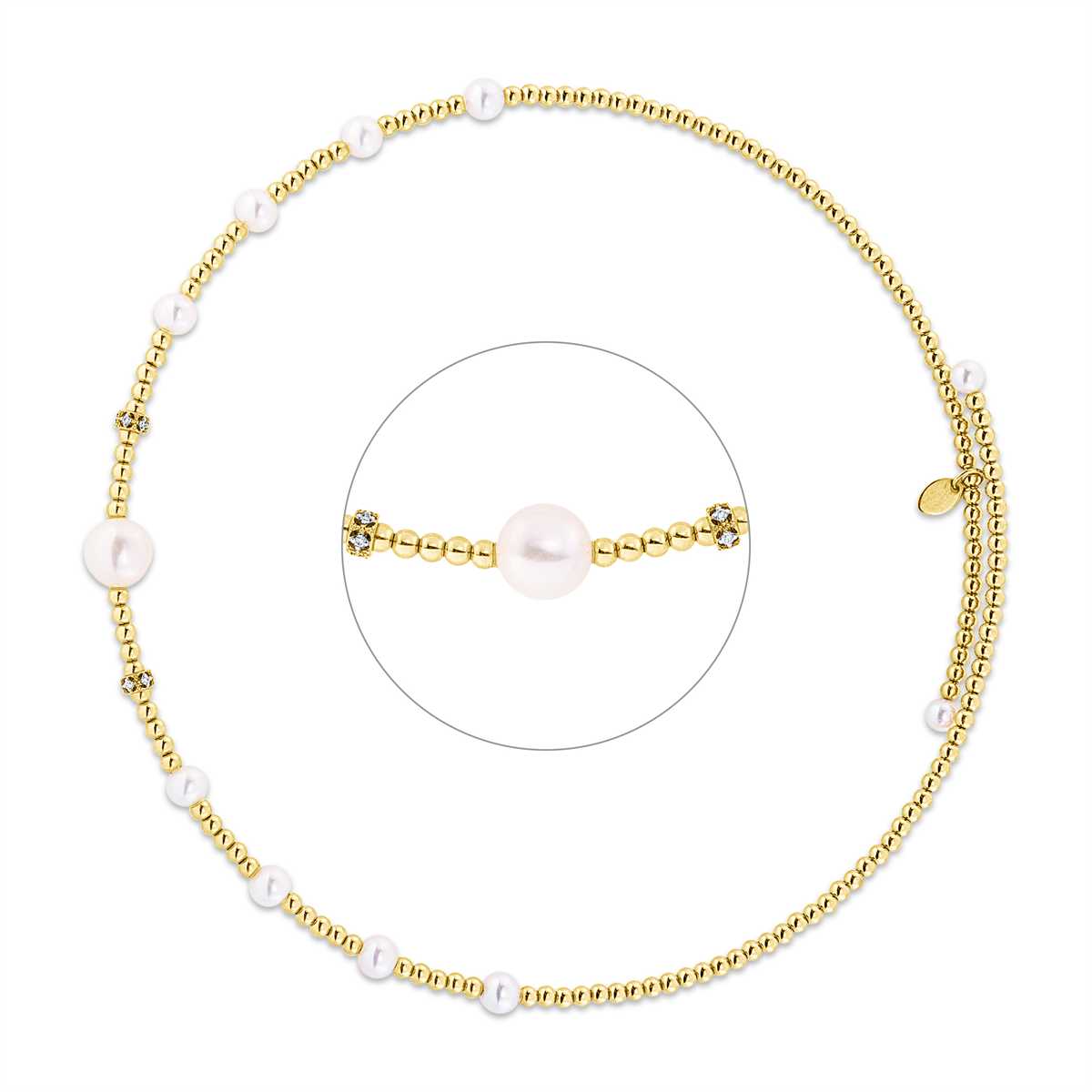 Collier  18kt Gelbgold Fassung rhodiniert mit 0,05ct Diamanten