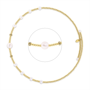 Collier  18kt Gelbgold Fassung rhodiniert mit 0,05ct Diamanten