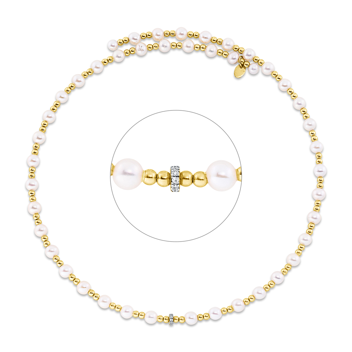 Collier  18kt Gelbgold Fassung rhodiniert mit 0,05ct Diamanten