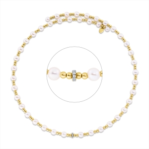 Collier  18kt Gelbgold Fassung rhodiniert mit 0,05ct Diamanten