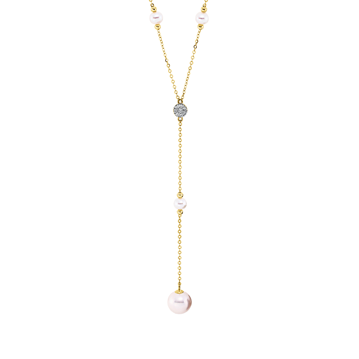 Collier  18kt Gelbgold Fassung rhodiniert mit 0,08ct Diamanten