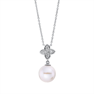 Collier  18kt Weißgold mit ZÖ 40,6 cm mit 0,22ct Diamanten
