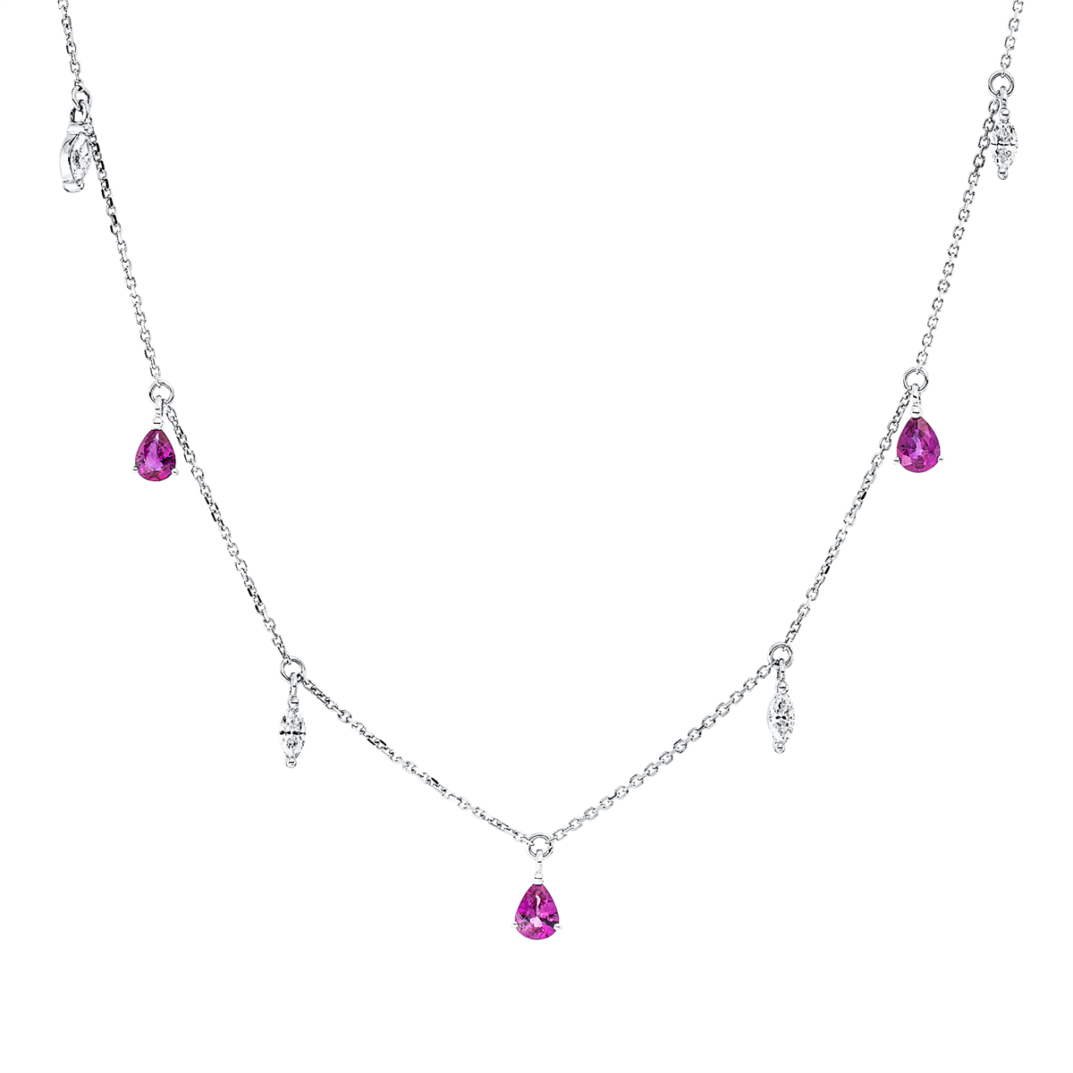 Collier 18 kt WG, mit ZÖ 42,43,44 cm