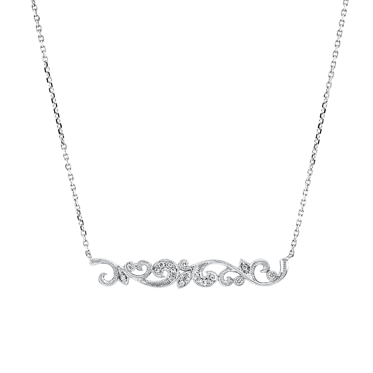 Collier 18 kt WG, mit ZÖ 40 cm + 43 cm