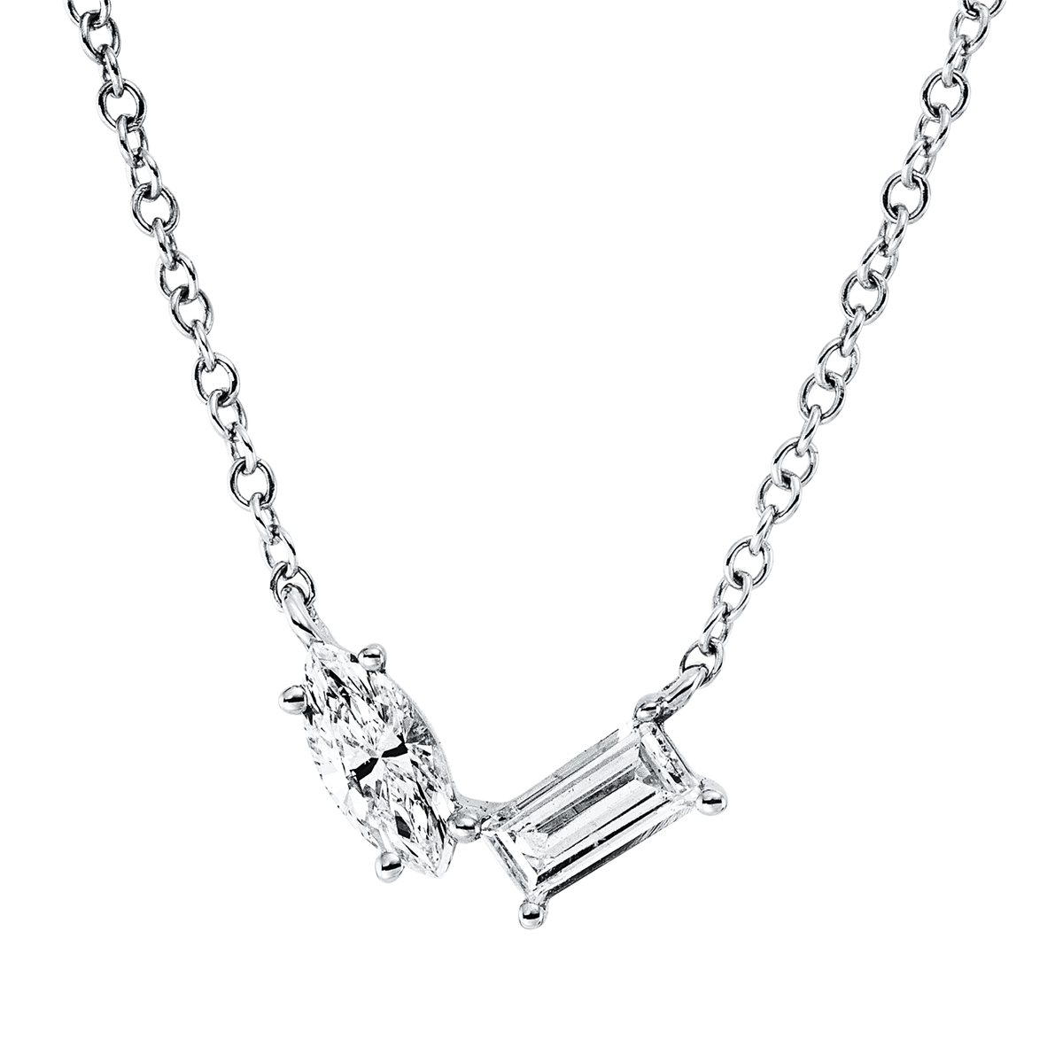 Collier 18 kt WG, mit ZÖ 40 cm + 43 cm