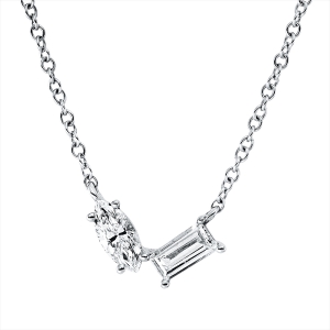 Collier 18 kt WG, mit ZÖ 40 cm + 43 cm