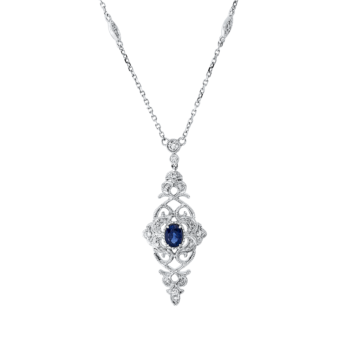 Collier 18 kt WG, mit ZÖ 40 cm + 43 cm