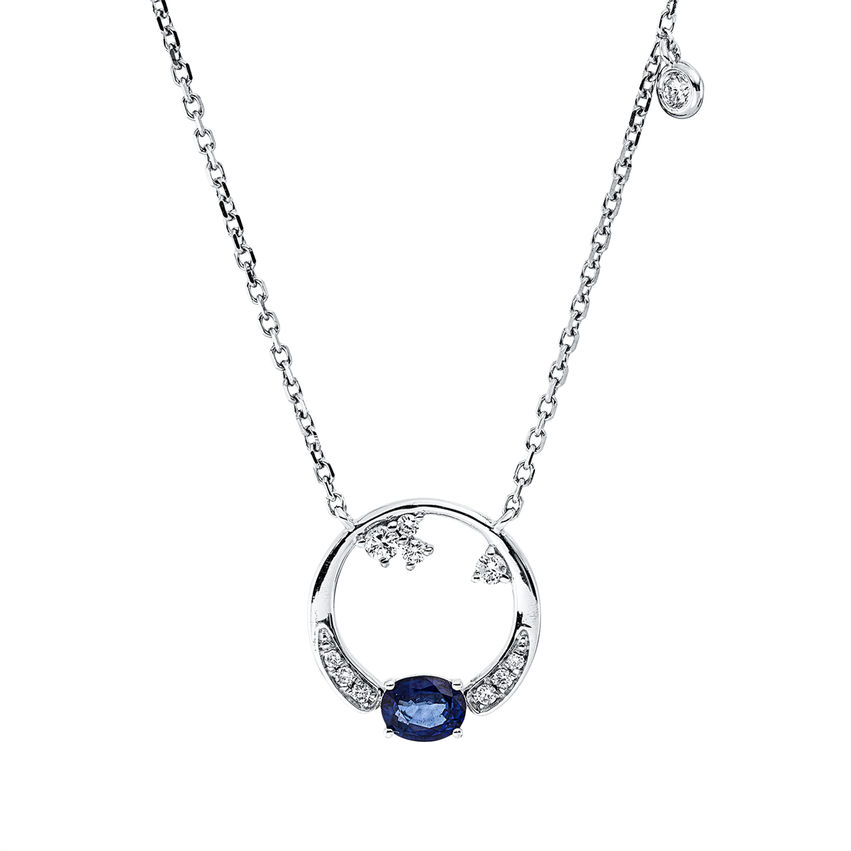 Collier 18 kt WG, mit ZÖ 40 cm + 43 cm