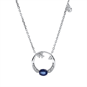 Collier 18 kt WG, mit ZÖ 40 cm + 43 cm