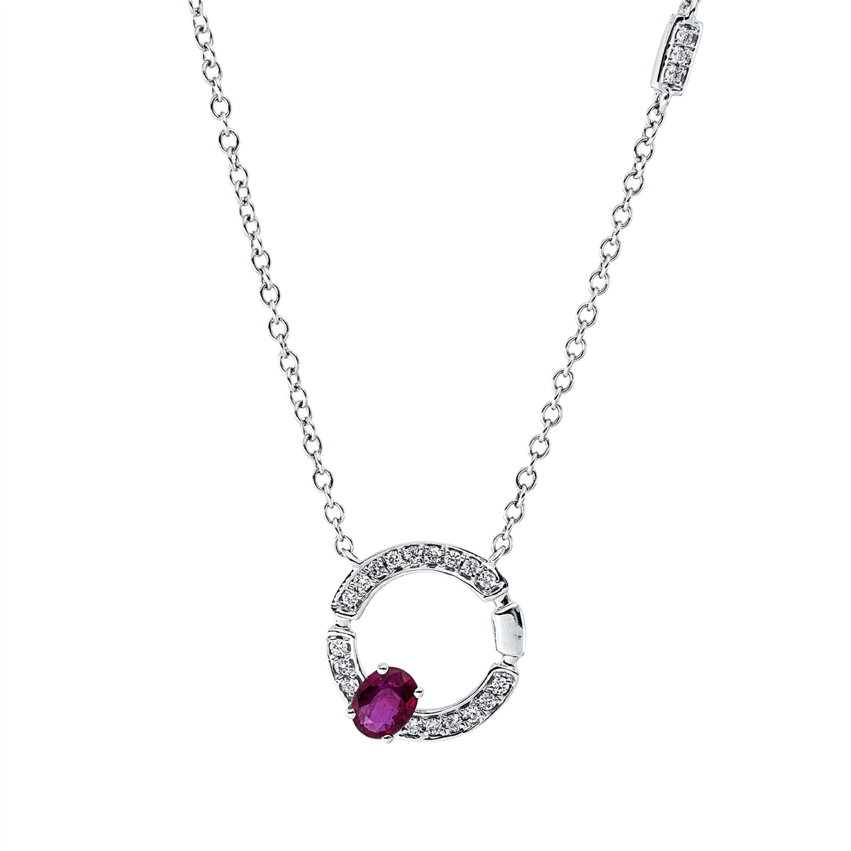Collier 18 kt WG, mit ZÖ 40 cm + 43 cm