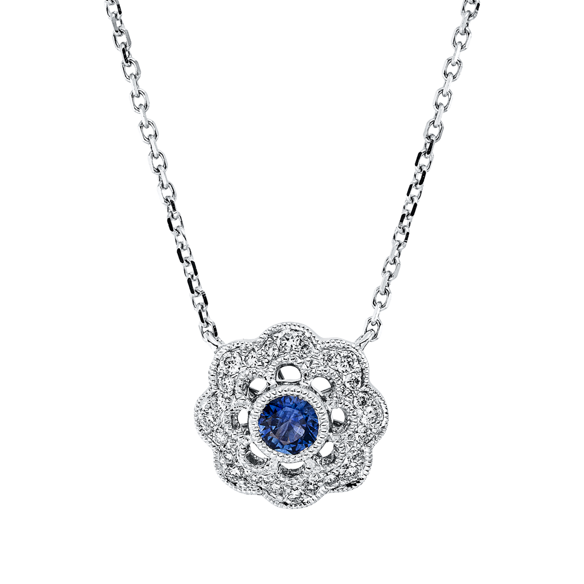 Collier 18 kt WG, mit ZÖ 40 cm + 43 cm