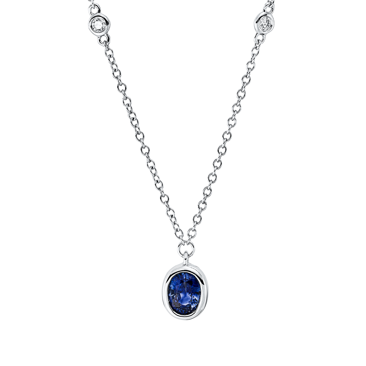 Collier 18 kt WG, mit ZÖ 40 cm + 43 cm