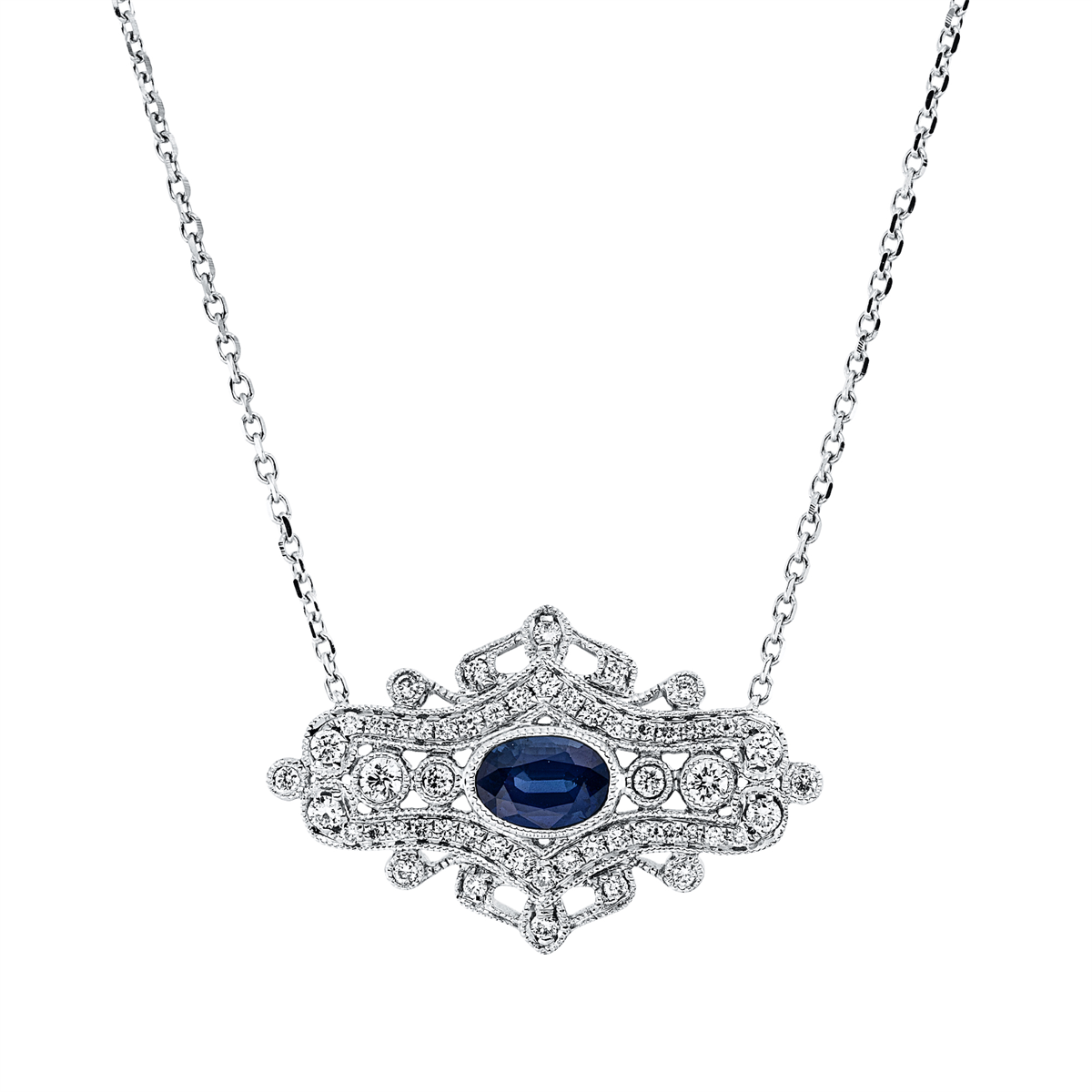 Collier 18 kt WG, mit ZÖ 40 cm + 43 cm