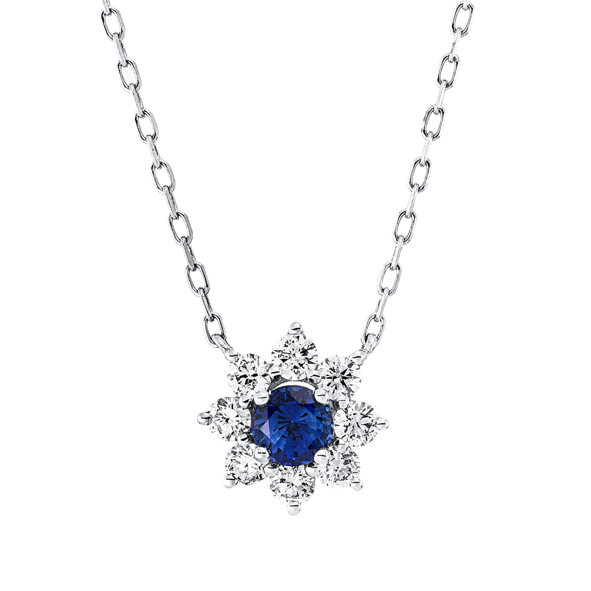 Collier 18 kt WG, mit ZÖ 40 cm + 43 cm