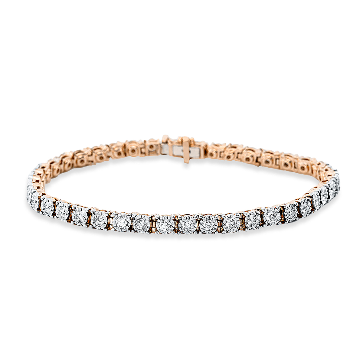 Tennisarmband 4er-Krappe 18kt Rotgold / Weißgold mit 2,08ct Diamanten