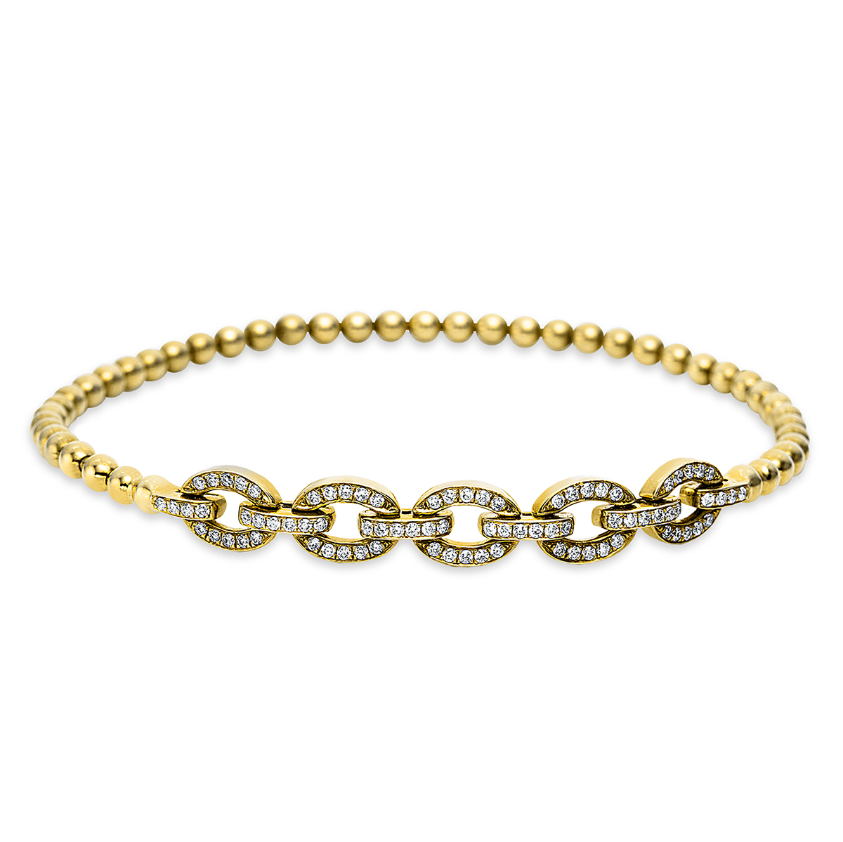 Armband  14kt Gelbgold 3mm ball mit 0,51ct Diamanten