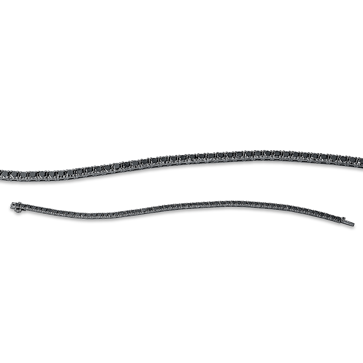Tennisarmband 4er-Krappe 18kt Weißgold Fassung schwarz rhodiniert mit 5,79ct Diamanten