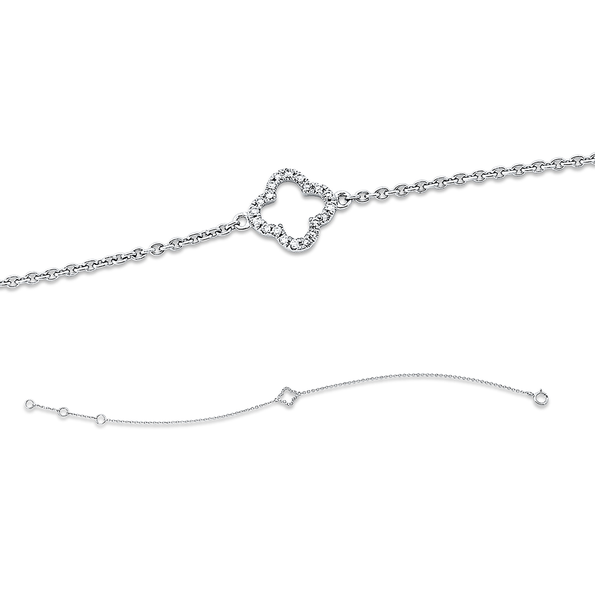 Armband 18 kt WG, mit 15.2 cm + 16.5 cm