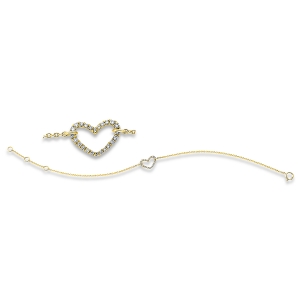 Armband 18 kt GG Herz, mit ZÖ 15,2 cm + 16,5 cm