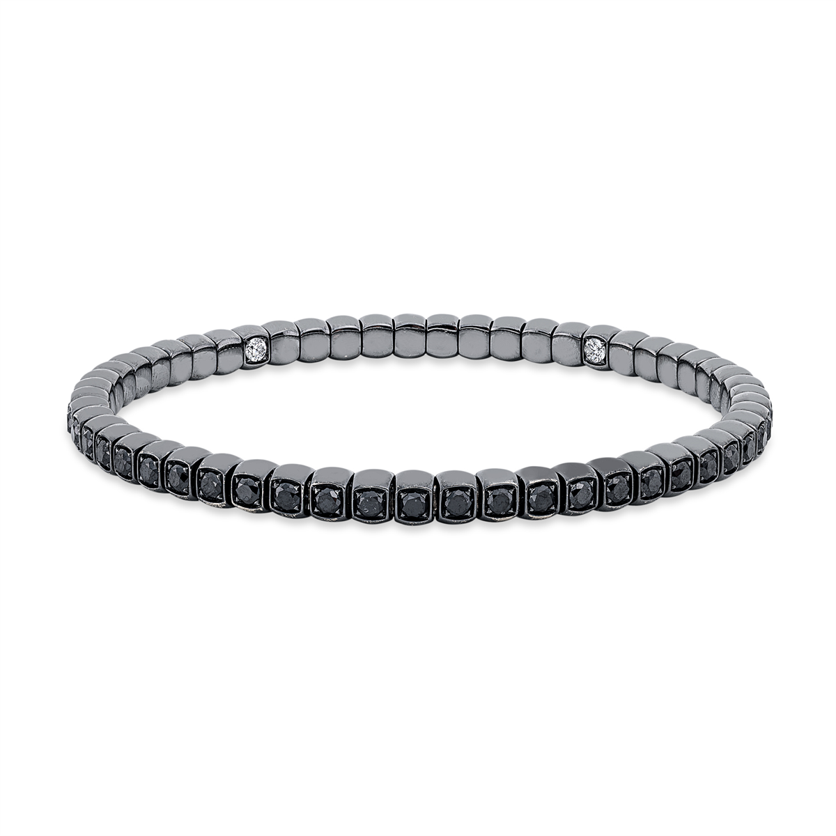 Armband Zarge 18 kt WG, Flex-Band, variabel, schw. rho
