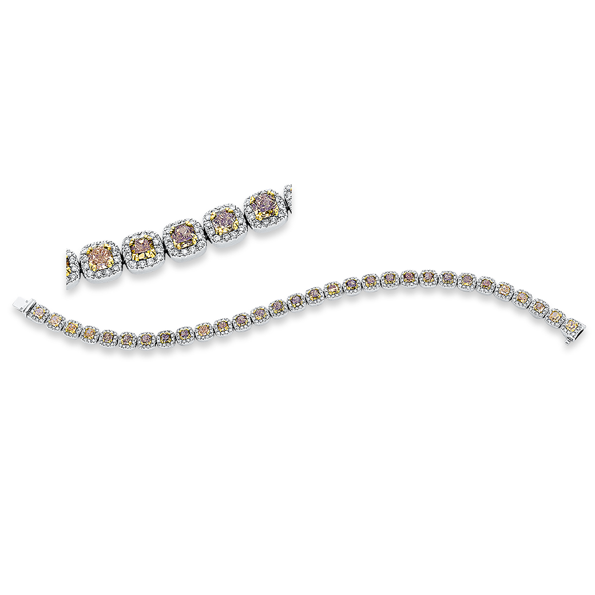 Armband 18 kt WG, gelb rhodiniert