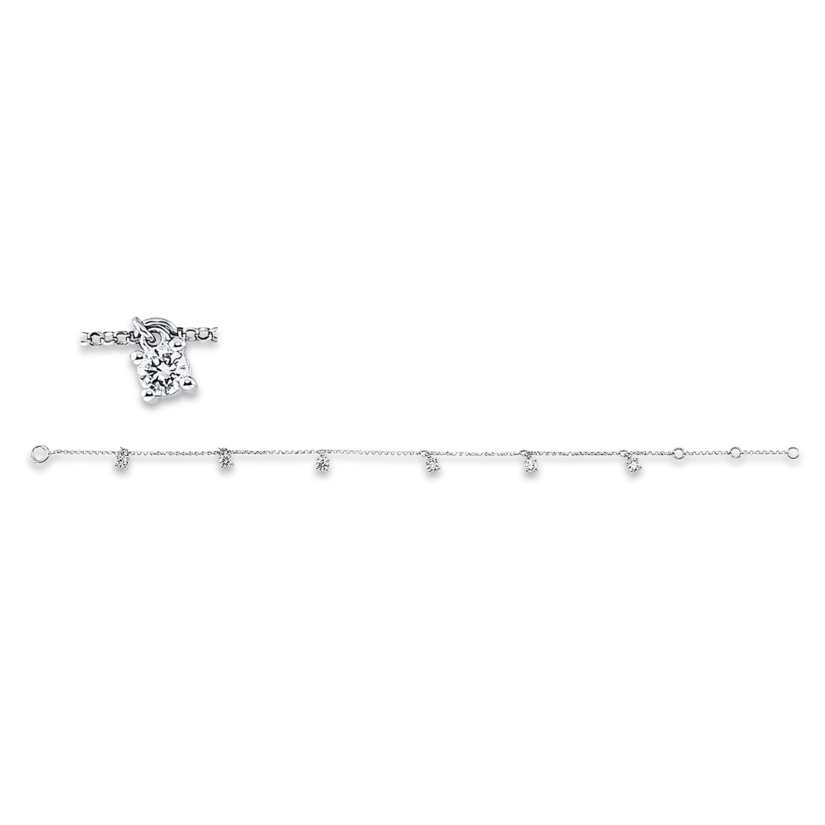 Armband 18 kt WG, mit ZÖ 15.4 cm + 16.7 cm