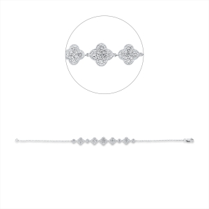Armband 18 kt GG, Fassung rhodiniert