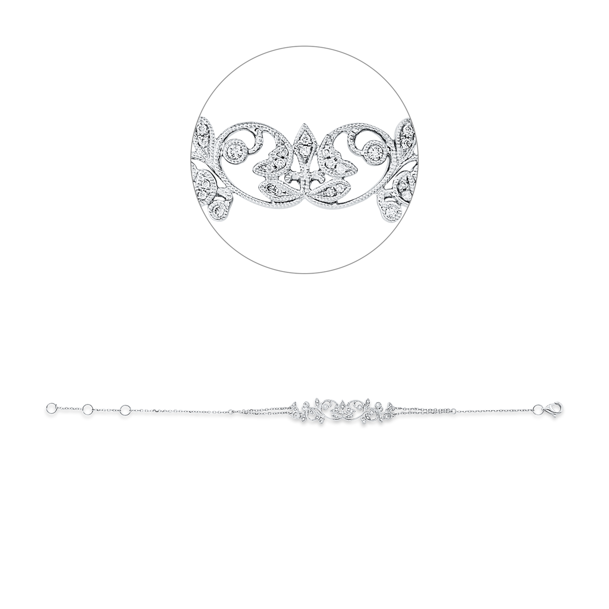 Armband 18 kt WG, mit ZÖ 15,3 cm + 16,5 cm