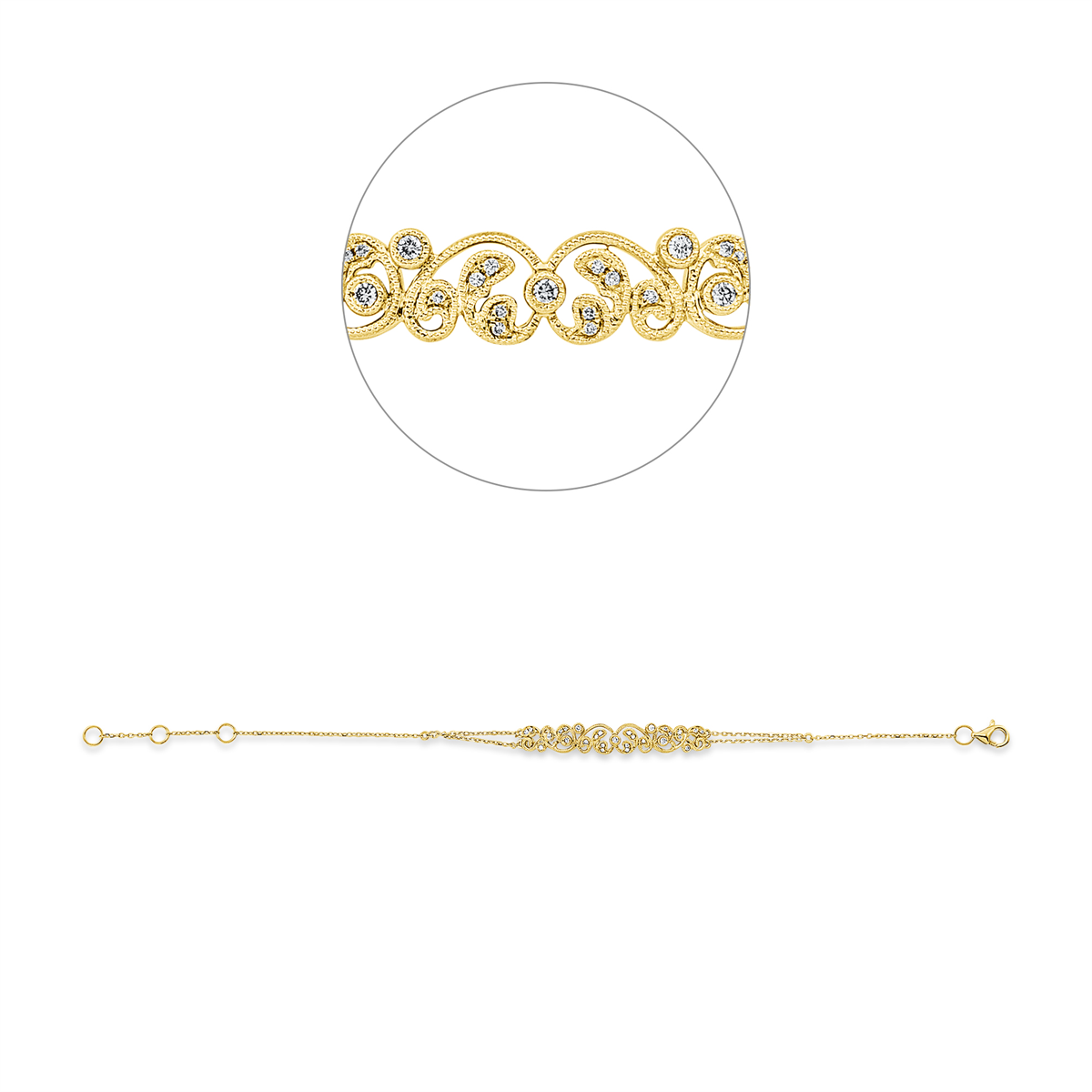 Armband 18 kt GG, mit ZÖ 15,3 cm + 16,5 cm