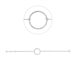 Armband 18 kt WG Kreis, mit ZÖ 15,2 cm + 16,5 cm