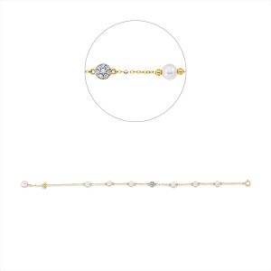 Armband  18kt Gelbgold mit ZÖ 17 cm, Fassung rhod. mit 0,08ct Diamanten