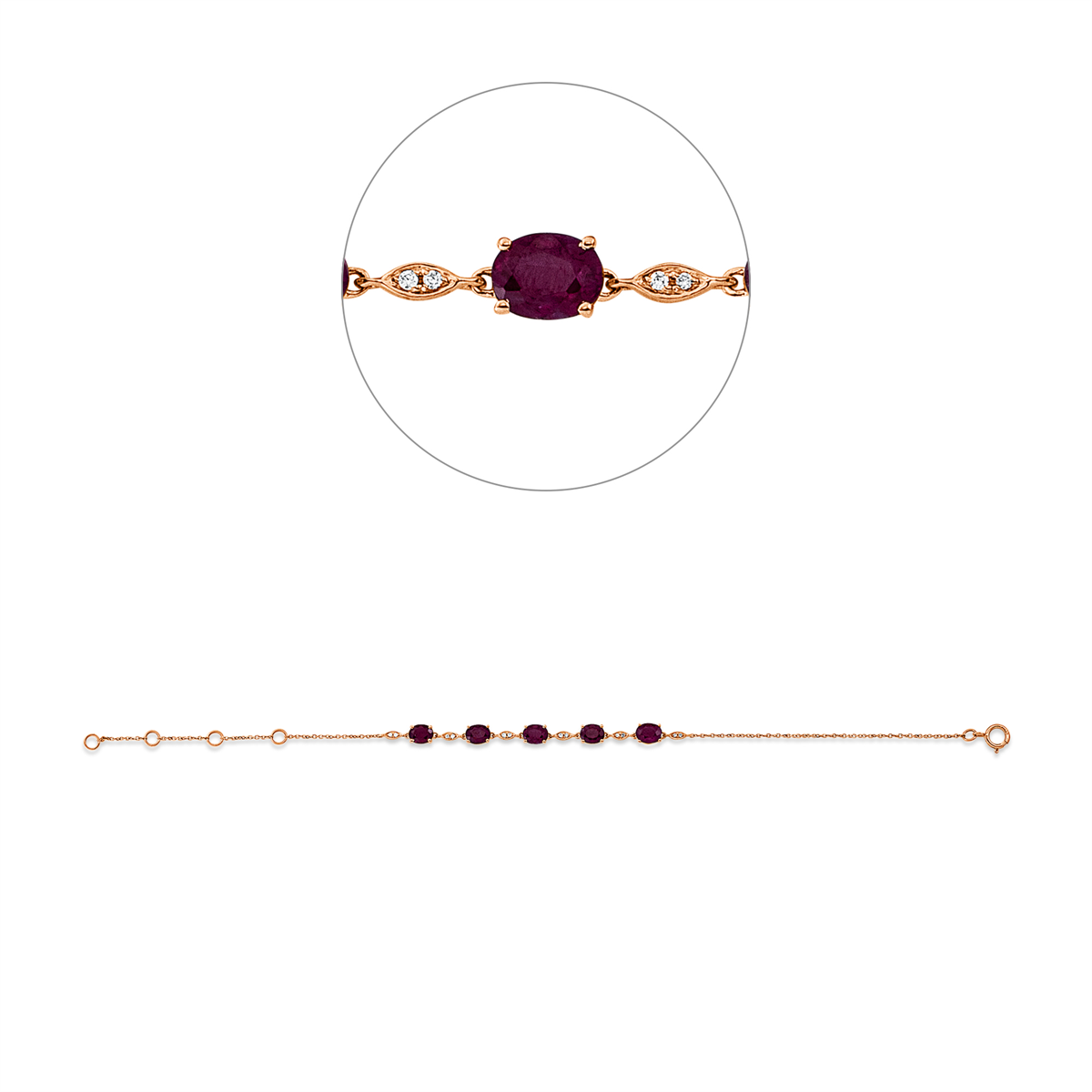 Armband 18 kt RG, mit ZÖ 14,15.5,16.5 cm