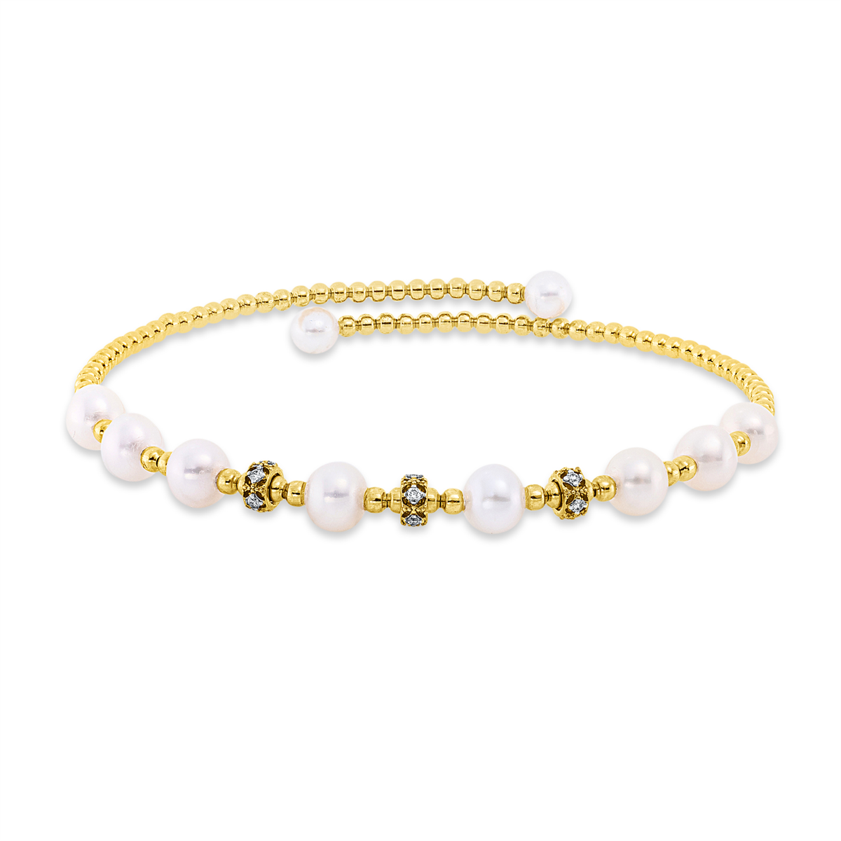 Armreif  18kt Gelbgold Fassung rhodiniert mit 0,08ct Diamanten