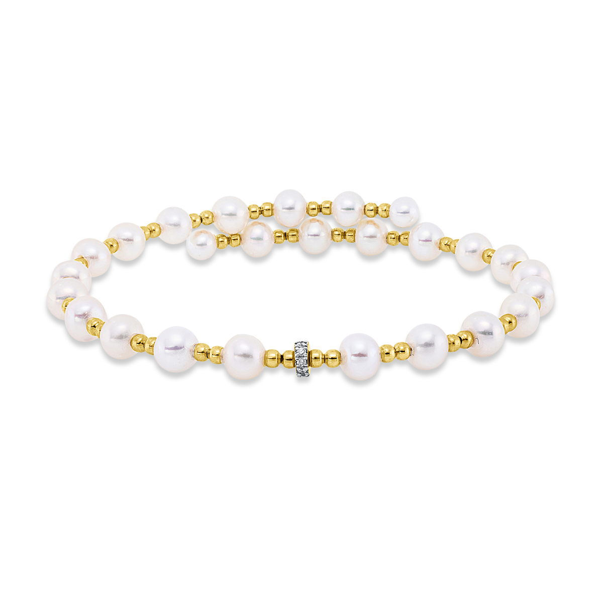 Armreif  18kt Gelbgold Fassung rhodiniert mit 0,05ct Diamanten